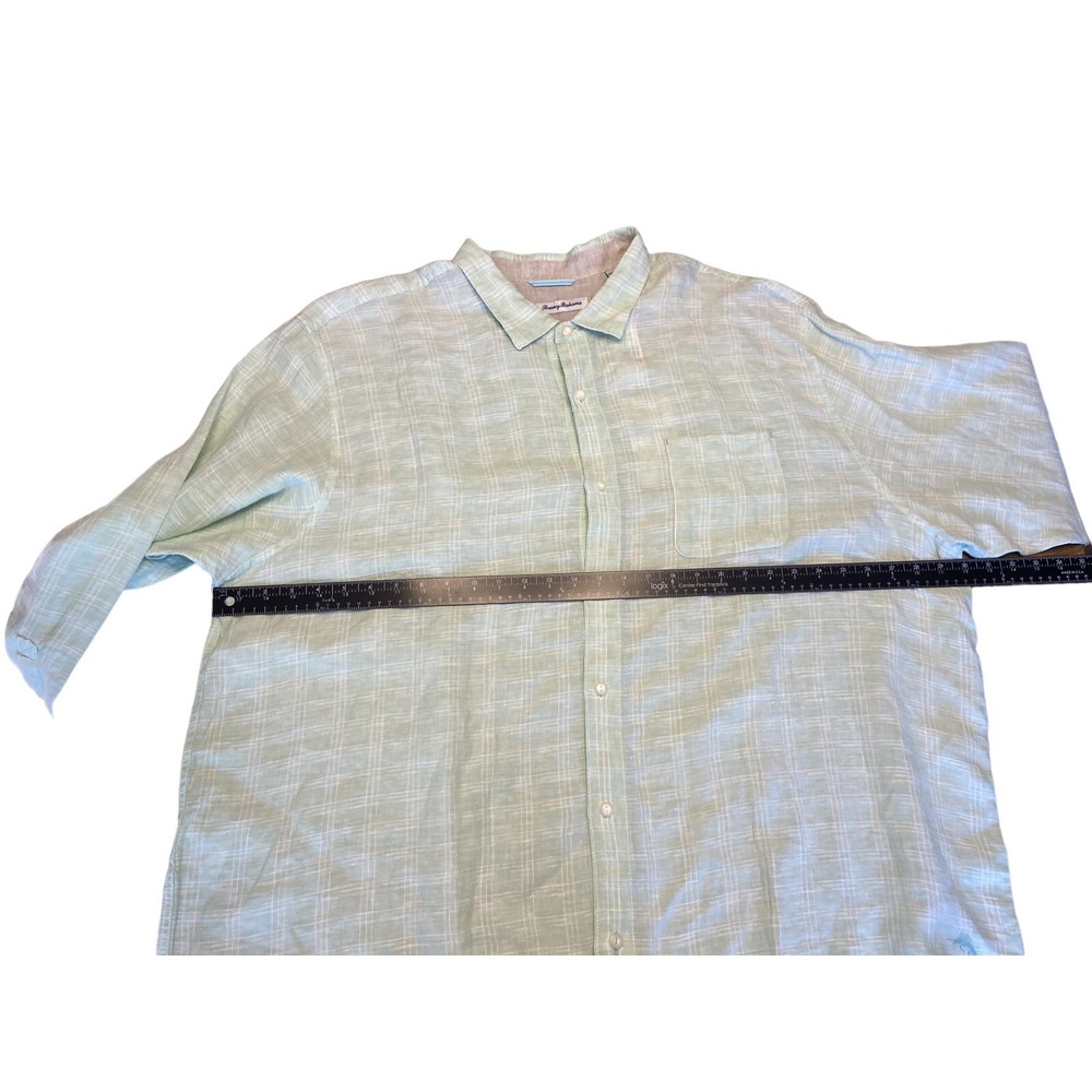 Men's Tommy Bahama Ventana Plaid Button Up Shirt Spring Lime 100% Linen 3XLB New - Picture 4 of 13